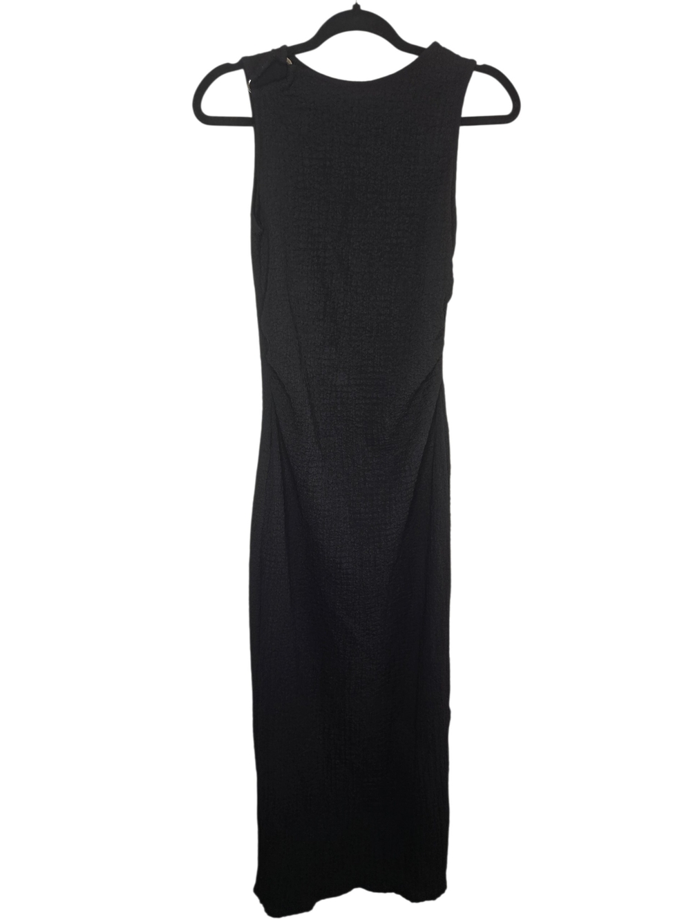 Anthropologie See You Monday Black Textured Maxi Dress Shoulder Ring Detail XL